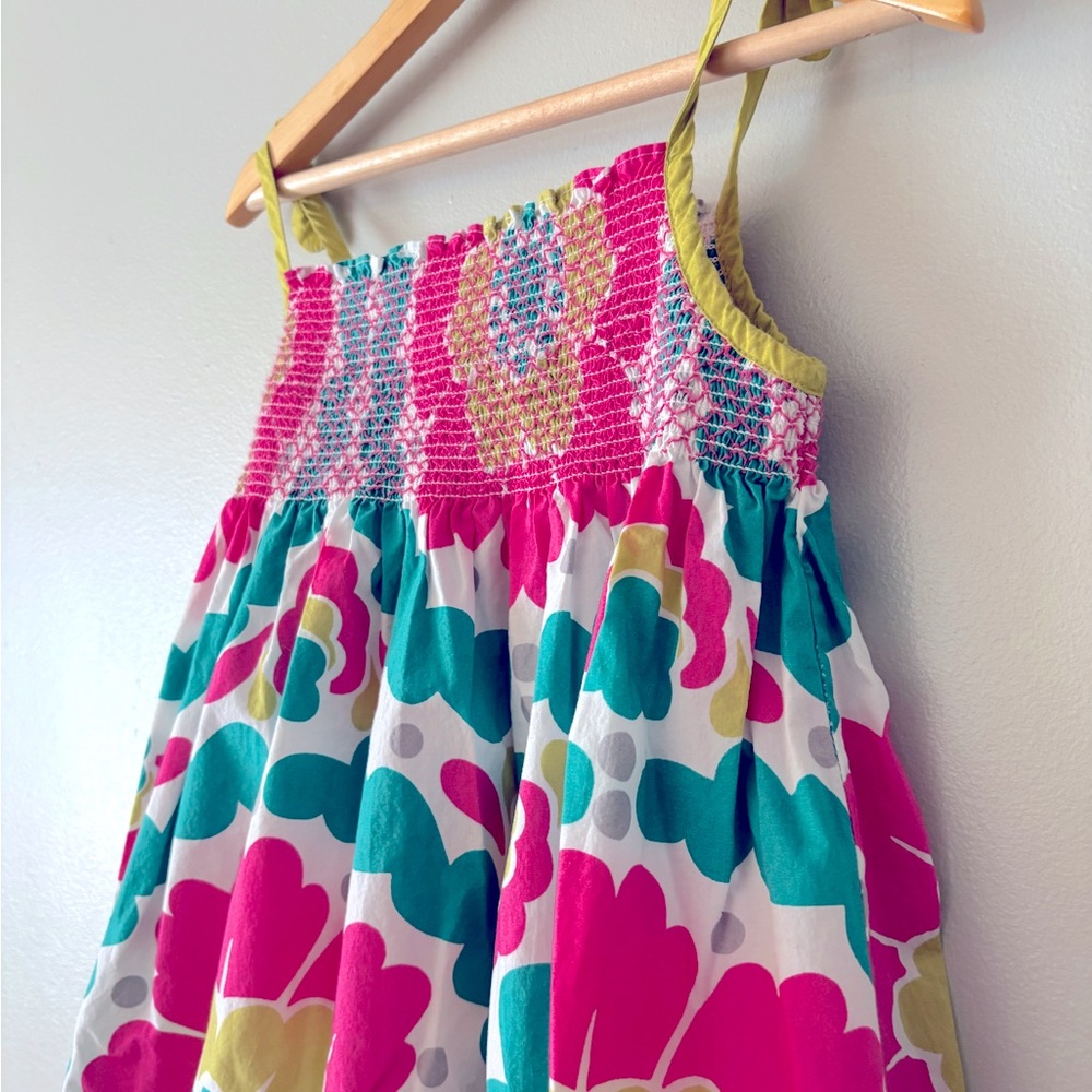 Mini Boden Girls Floral Cotton Sundress with Pink and Green Accents 7-8 yrs - Picture 2 of 5